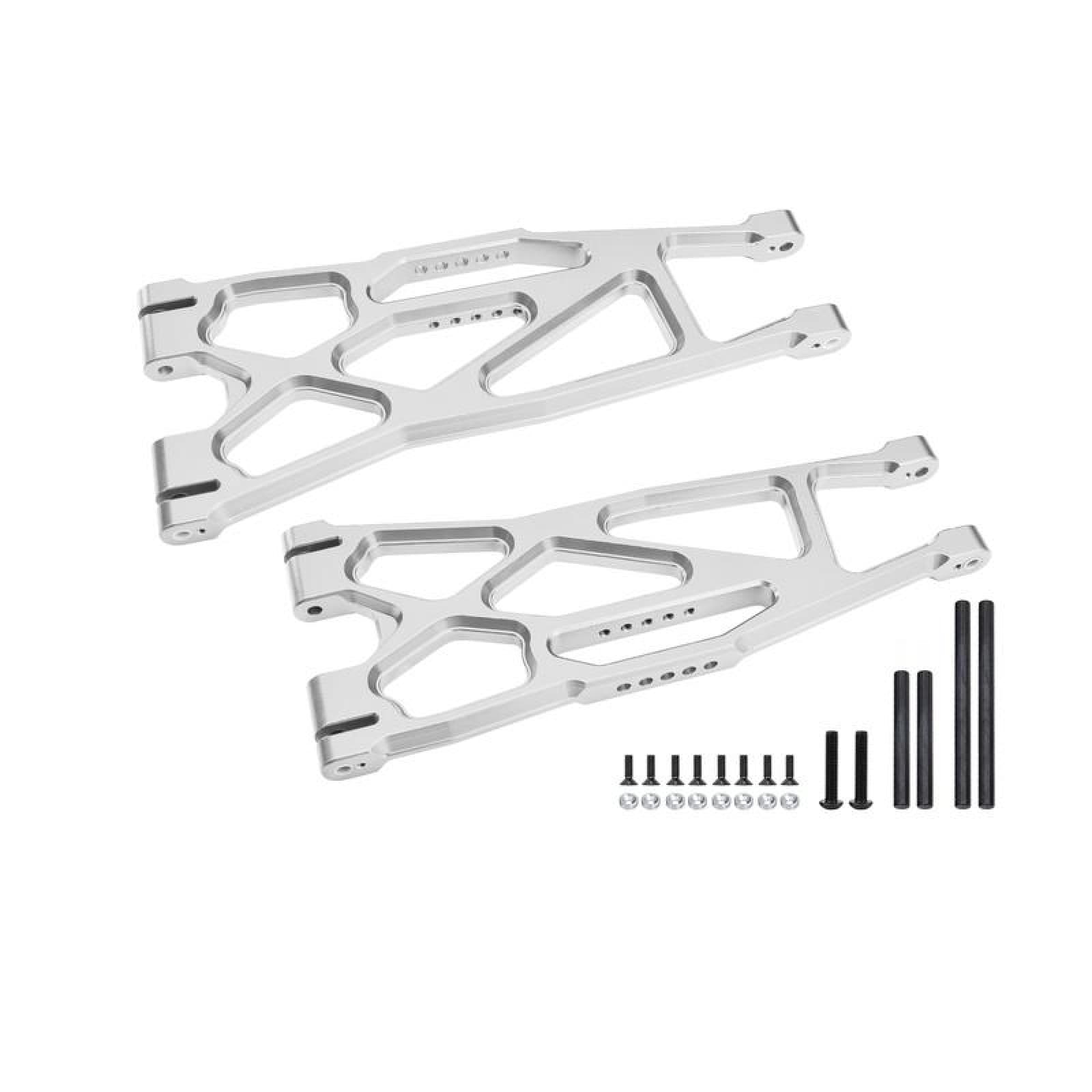 TRAXXAS 1/5 X-Maxx 8S/XRT Alüminyum 6061 Ön/Arka Uzatılmış Alt Salıncak (Widemaxx #7895) (Gümüş)