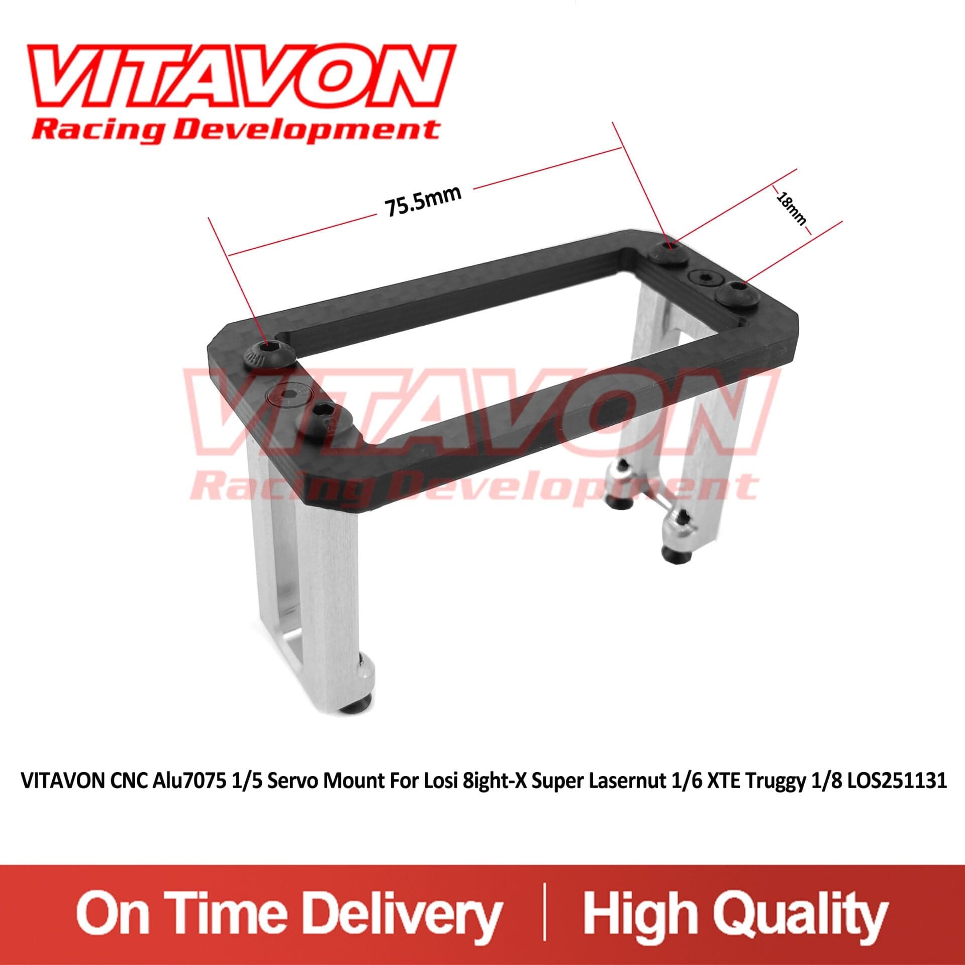 VITAVON CNC Alu7075 1/5 Servo Mount For Losi 8ight-X Super Lasernut 1/6 & XTE Truggy 1/8 (LOS251131)
