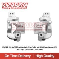 VITAVON CNC Alu7075 Front Knuckle & C Hub For For Losi 8ight-X Super Lasernut 1/6 XTE Truggy 1/8 LOS254077 & TLR244042 - Vitavon