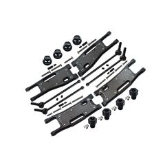 ALUMINIUM 6061-T6 FRONT + REAR LOWER ARMS+CARBON FIBRE DUST-PROOF PROTECTION PLATE + ALUMINUM 7075-T6 HEX ADAPTERS (+6.5MM) AND WHEEL LOCK + 4140 CARBON STEEL FRONT + REAR CVD DRIVE SHAFT COMBO SET FOR TRAXXAS 1/8 SLEDGE